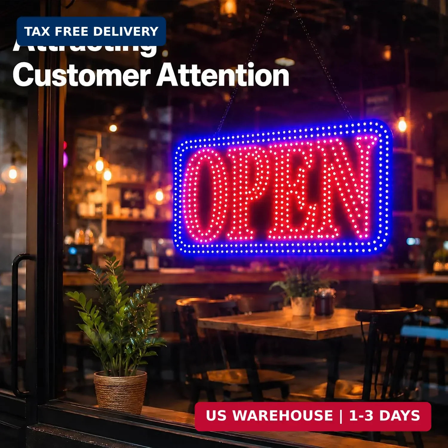 LED Open Signs for Business, High-Brightness Open Sign with Remote Control, 16.5