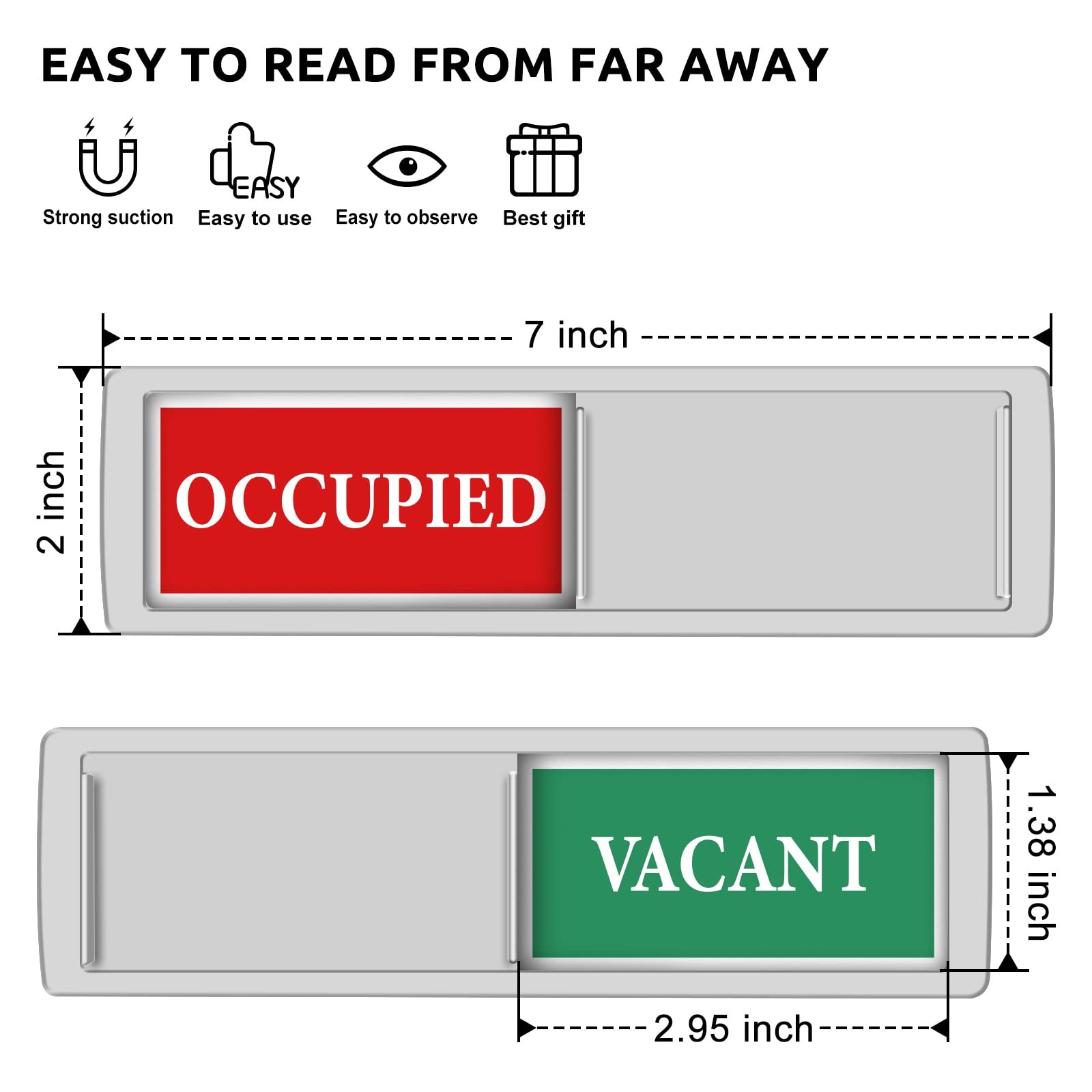 Vacant Occupied Door Slider Privacy Sign for Bathroom Home Office Restroom