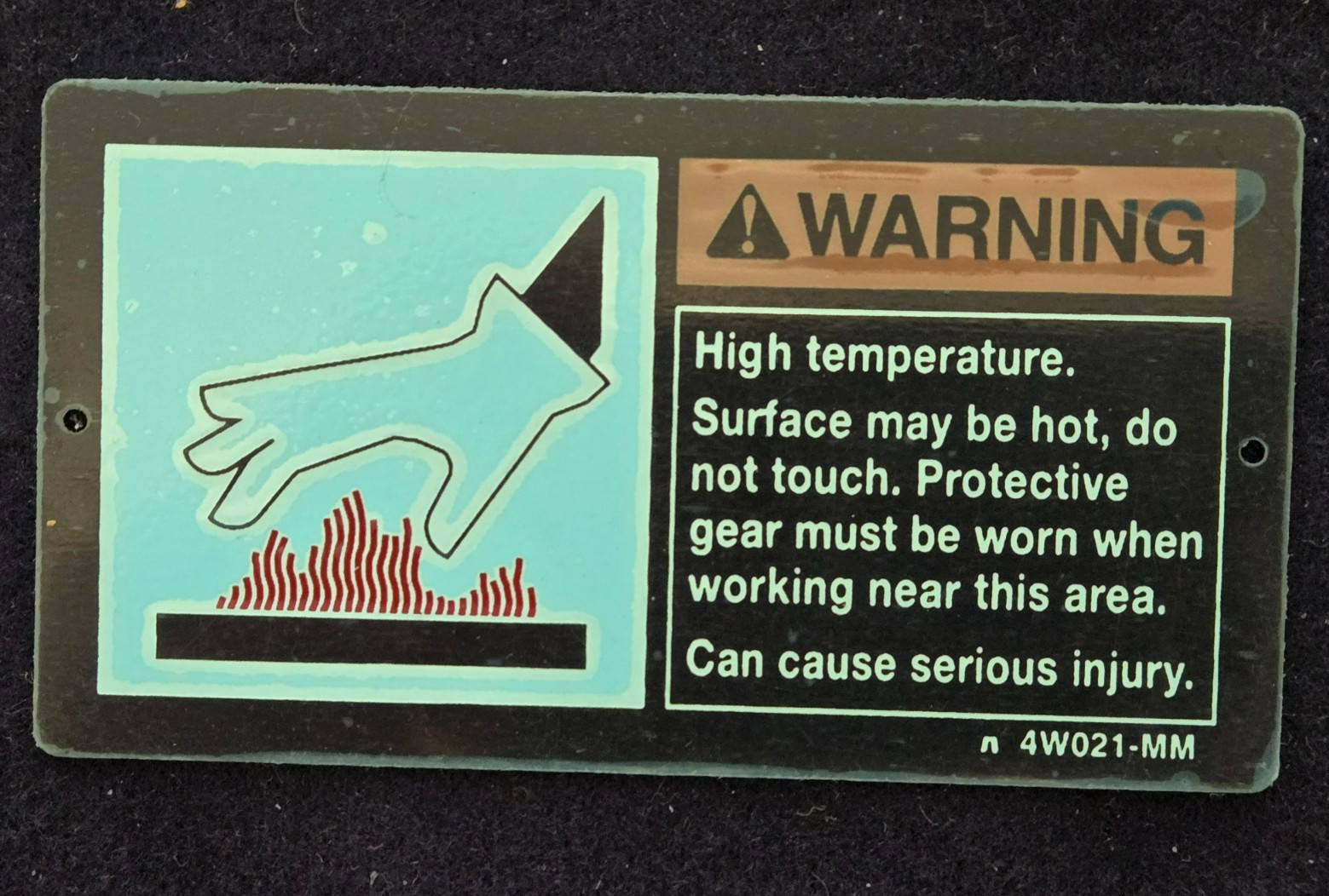 WARNING Moving High Temperature Surface Sign Or Decal 5 Pieces