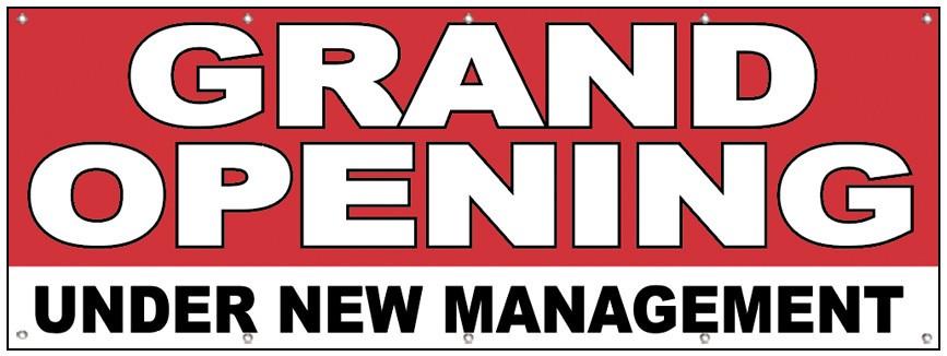 3×8 ft GRAND OPENING UNDER NEW MANAGEMENT Banner Sign Polyester Fabric wrb