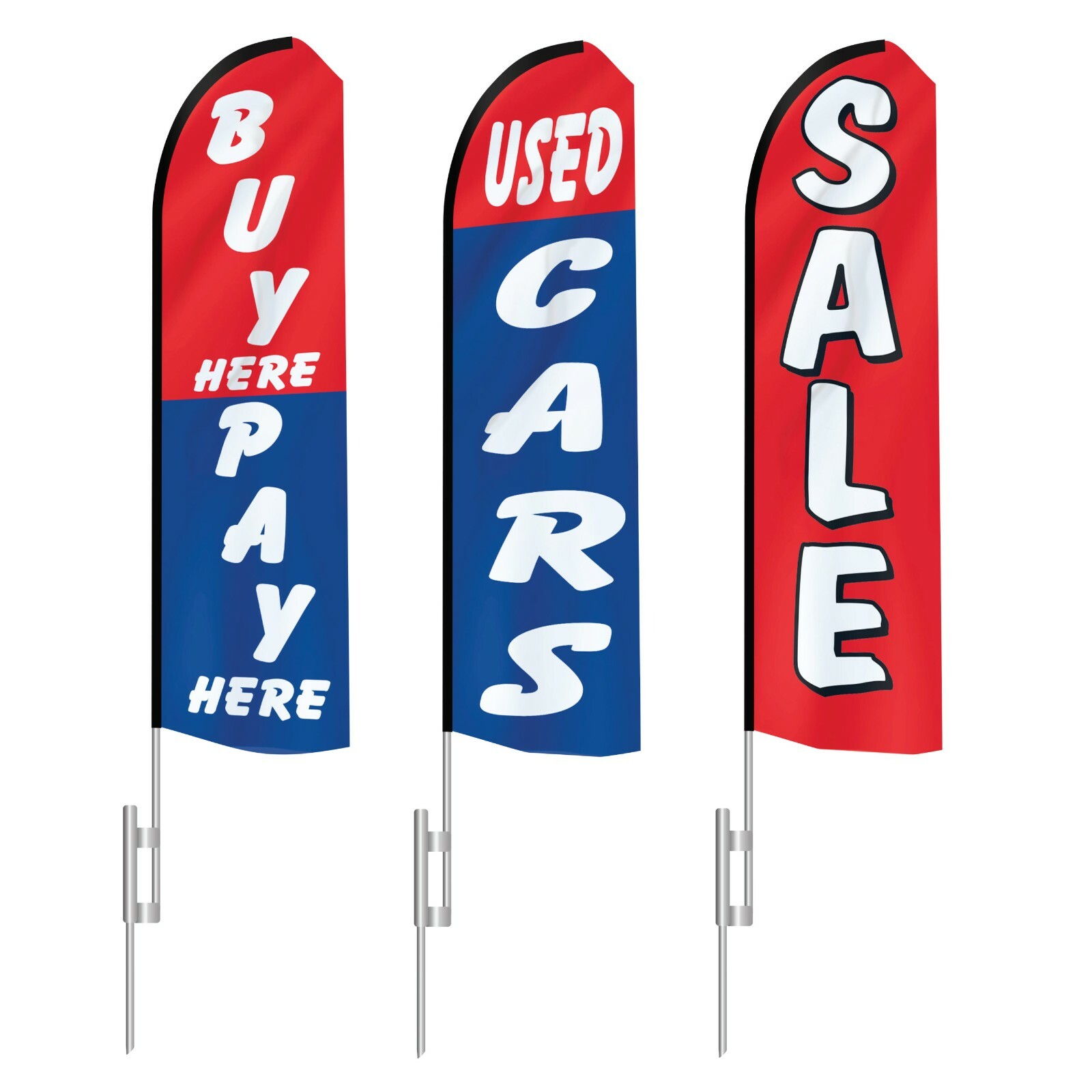 EZ Line Used Car Dealership Carlot Swooper Feather Flag Dealer 3 Large Flag Kit