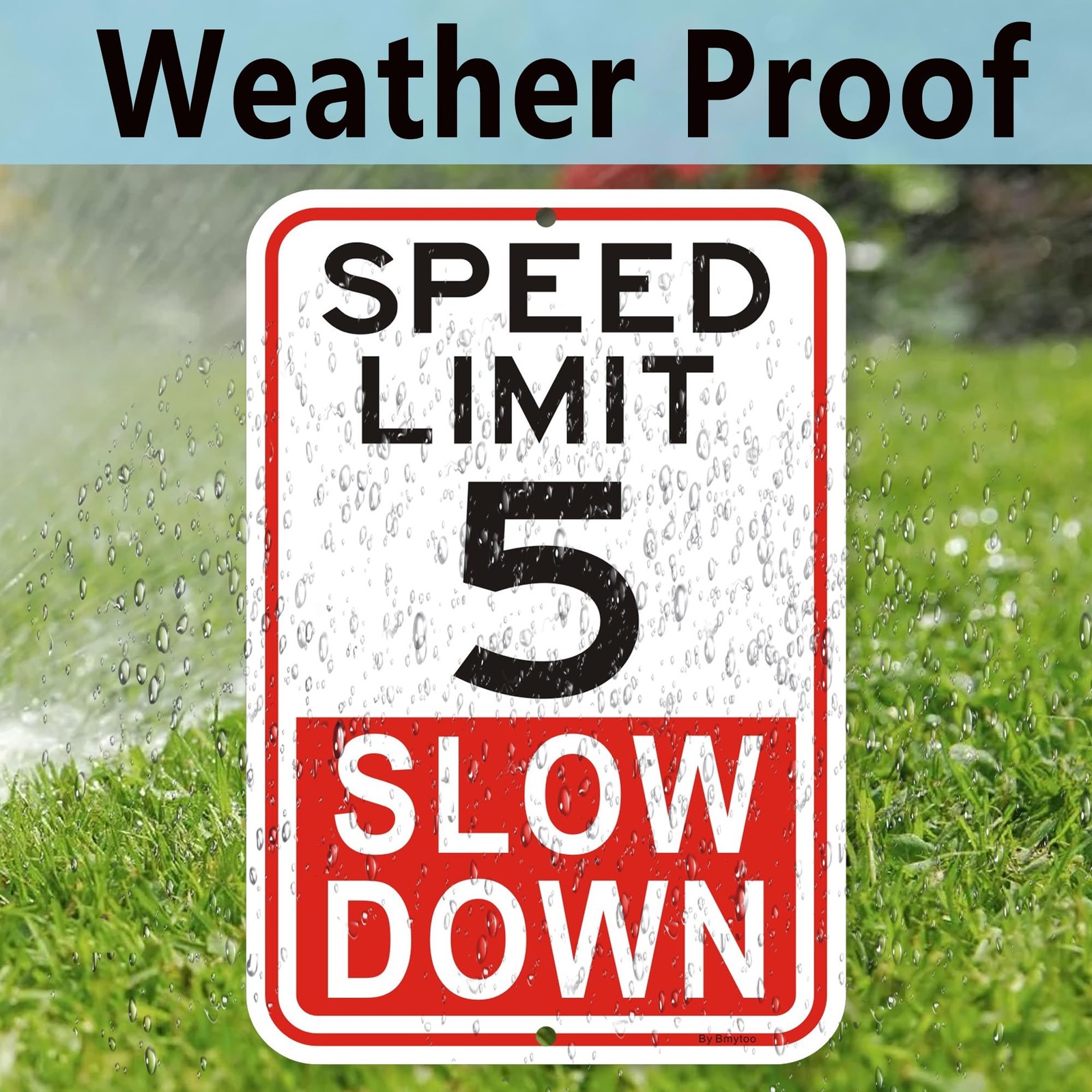2Pack Large Slow Down Sign, Speed Limit 5MPH Sign, 12”x18” Rust Free Reflec…