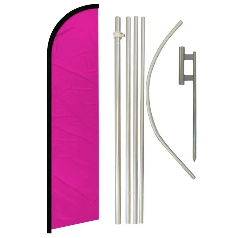 Magenta Solid Color Windless Advertising Banner Flag & Pole Kit