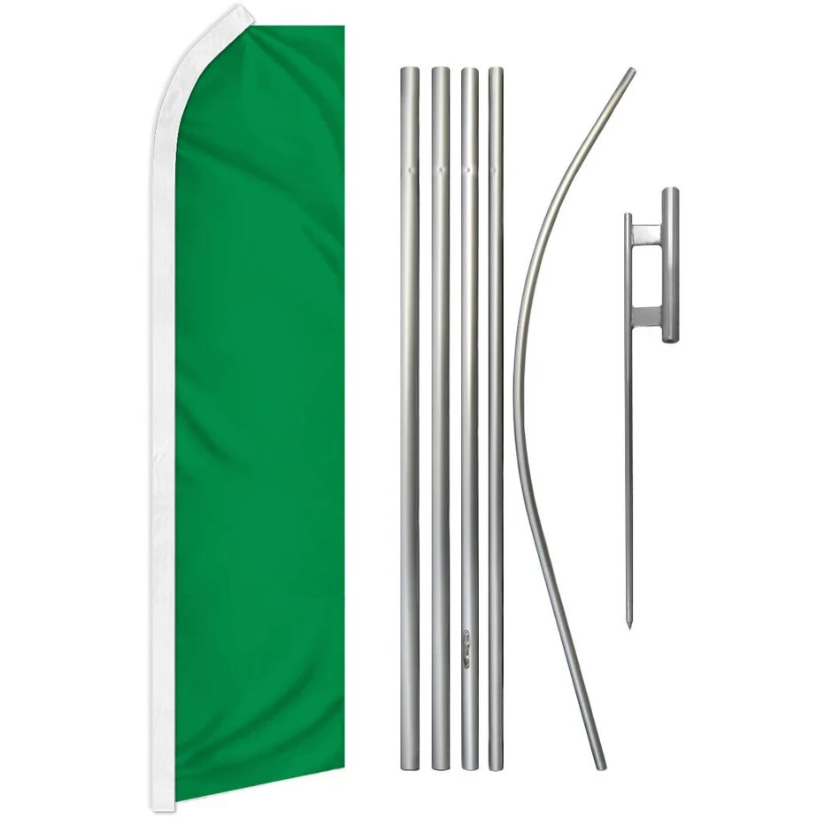 Green Solid Color Swooper Advertising Flag & Pole Kit