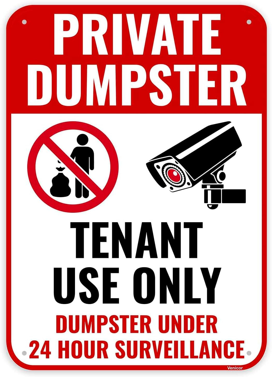 1PC Private Dumpster Sign, 14 X 10 Inches – Aluminum – No Dumping Private Proper