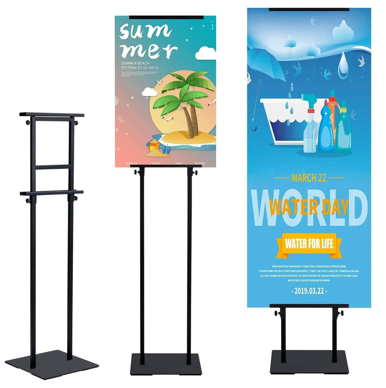 Klvied Heavy Duty Poster Stand with Non-Slip Mat Base, Adjustable Pedestal Si…