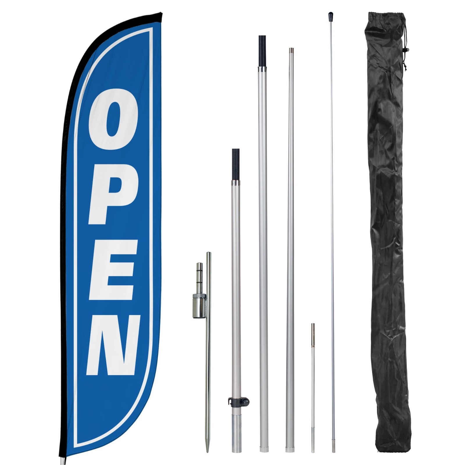 12ft Feather Flag Pole Kit – Fiberglass Banner with Ground Spike for Business Pr