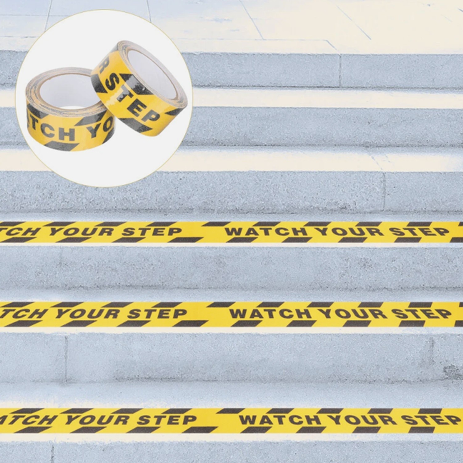 2 Pack Watch Your Step Sign Anti-slip Warning Sticker Adhesive Warning Tape Roll