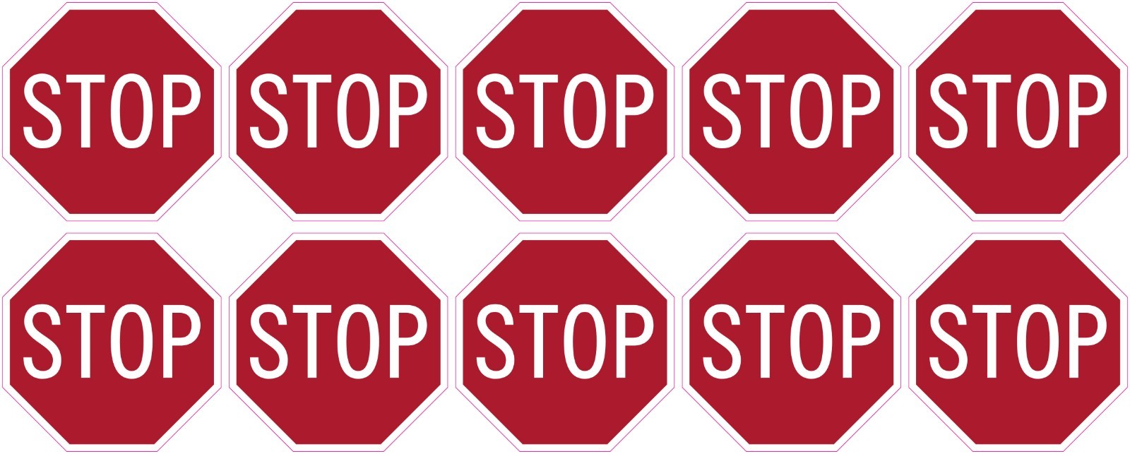 Stop Sign Stickers | 10 Vinyl Decals | 1.5″ octagon shape | outdoor durable