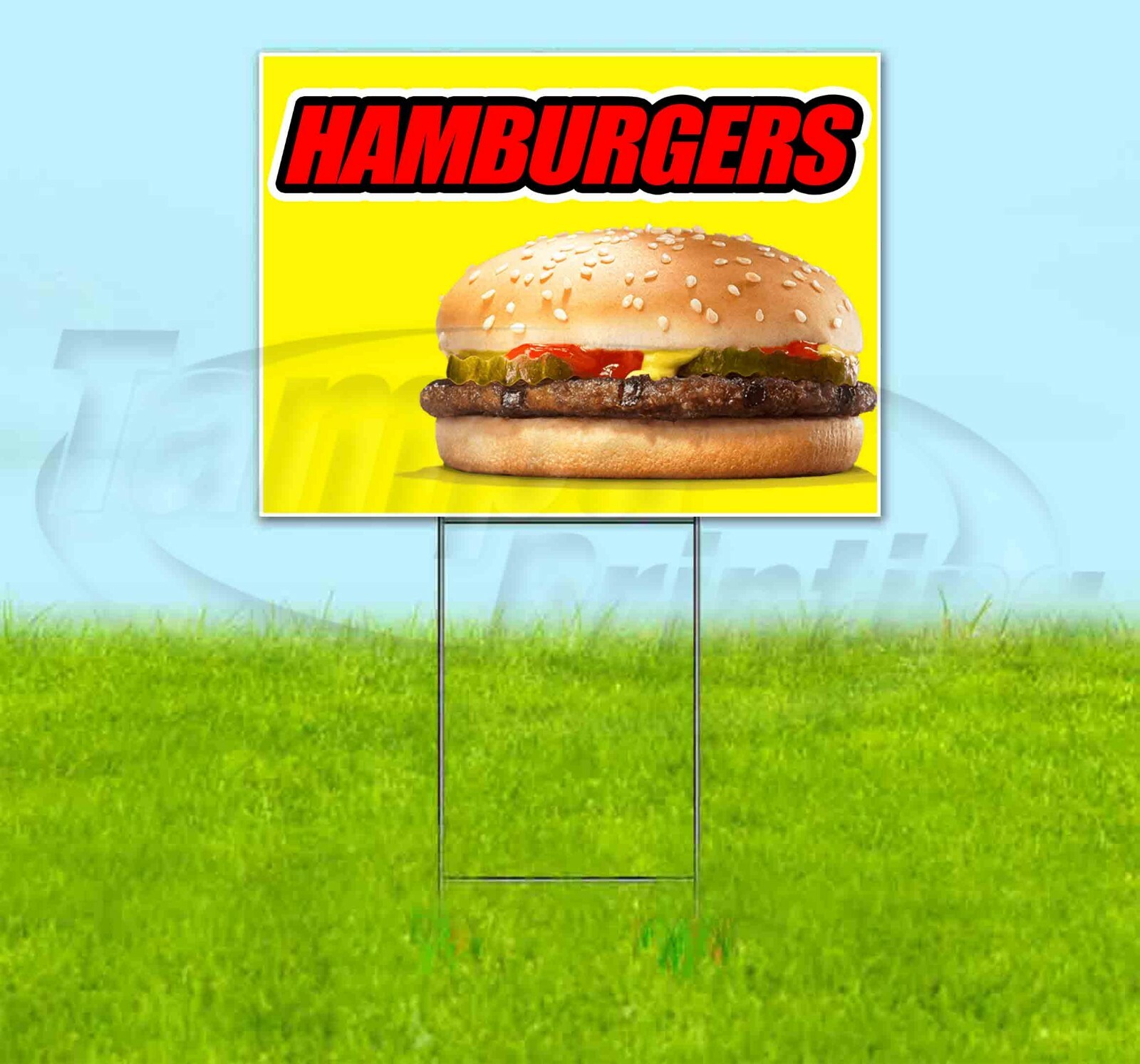 HAMBURGERS Yard Sign Corrugated Plastic Bandit Lawn Decorations USA