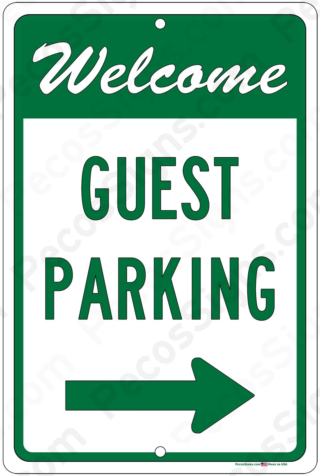 Welcome Guest Parking Right Arrow 8″ x 12″ Aluminum Sign UV Protected