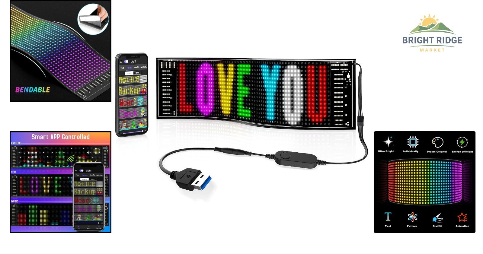 Flexible Advertising LED Matrix Sign for Weddings, Concerts, and Promotions