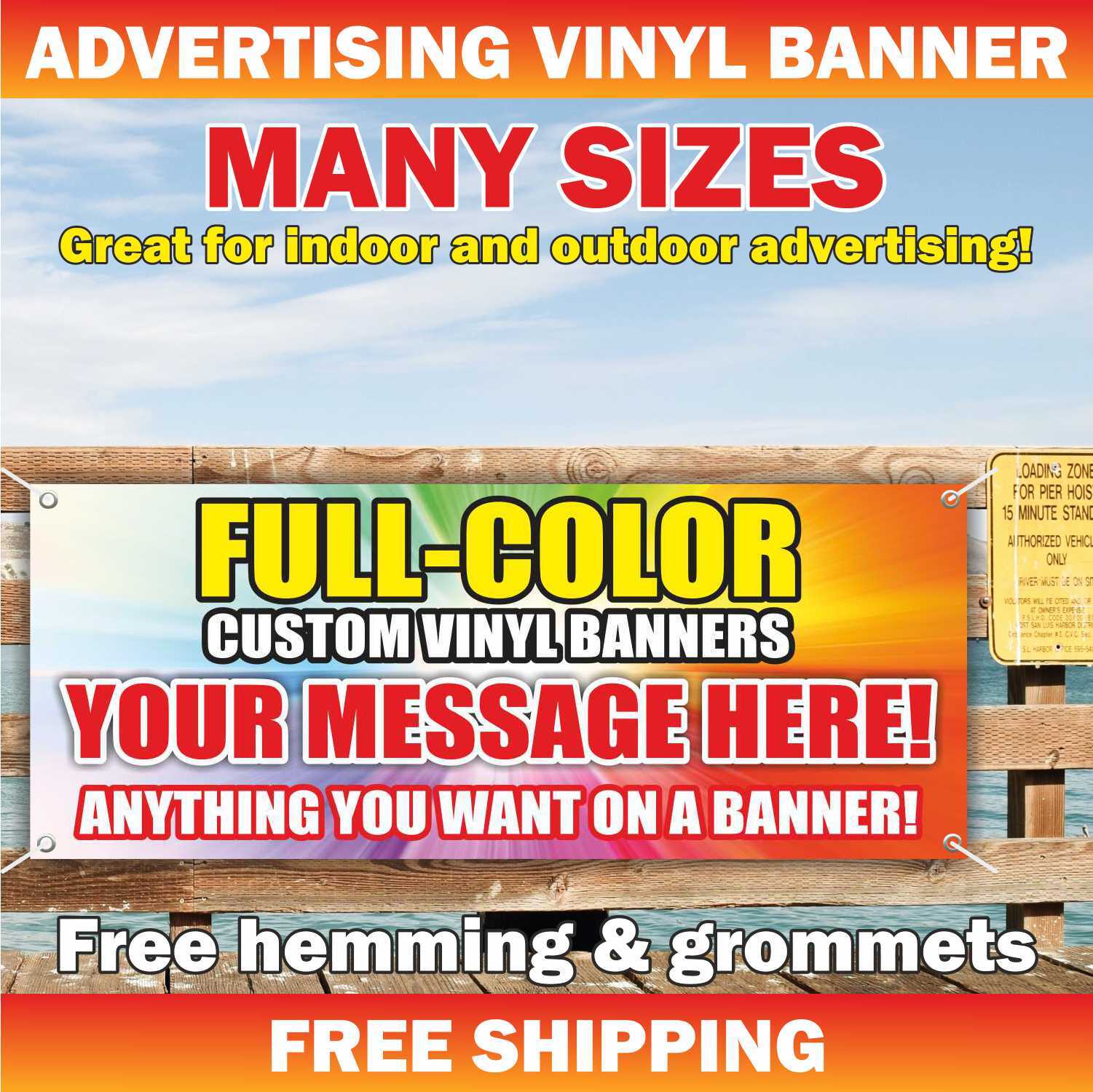 FULL-COLOR CUSTOM VINYL BANNERS YOUR MESSAGE Advertising Mesh Sign Free Design