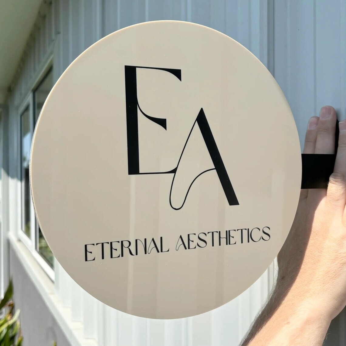 Wall-Mounted Round Blade Sign | Double-Sided Outdoor Business Logo Sign