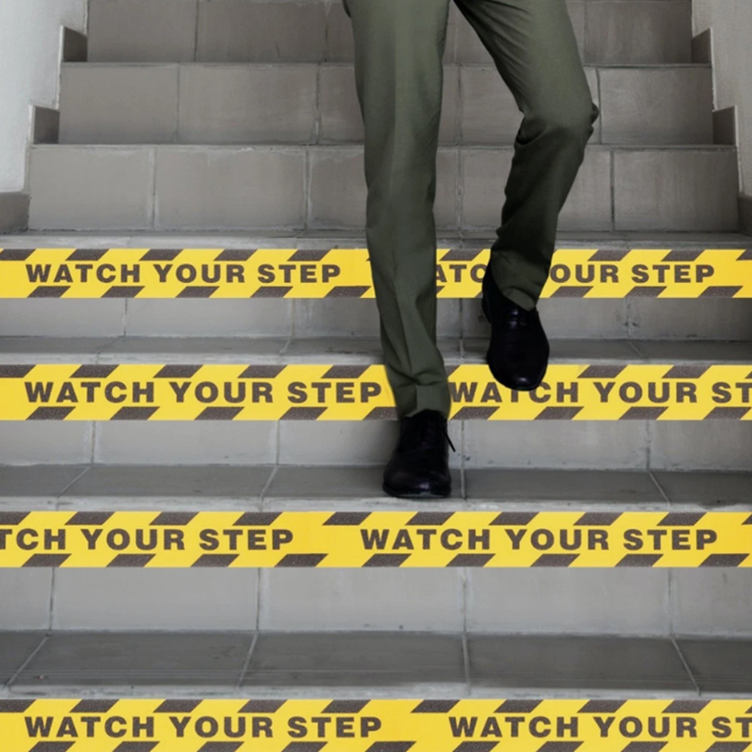 2 Pack Watch Your Step Sign Anti-slip Warning Sticker Adhesive Warning Tape Roll