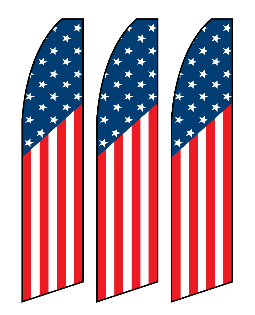 CarBowz EZ Line US American Swooper Feather Flag 15ft Outdoor USA Flag 3 Pack