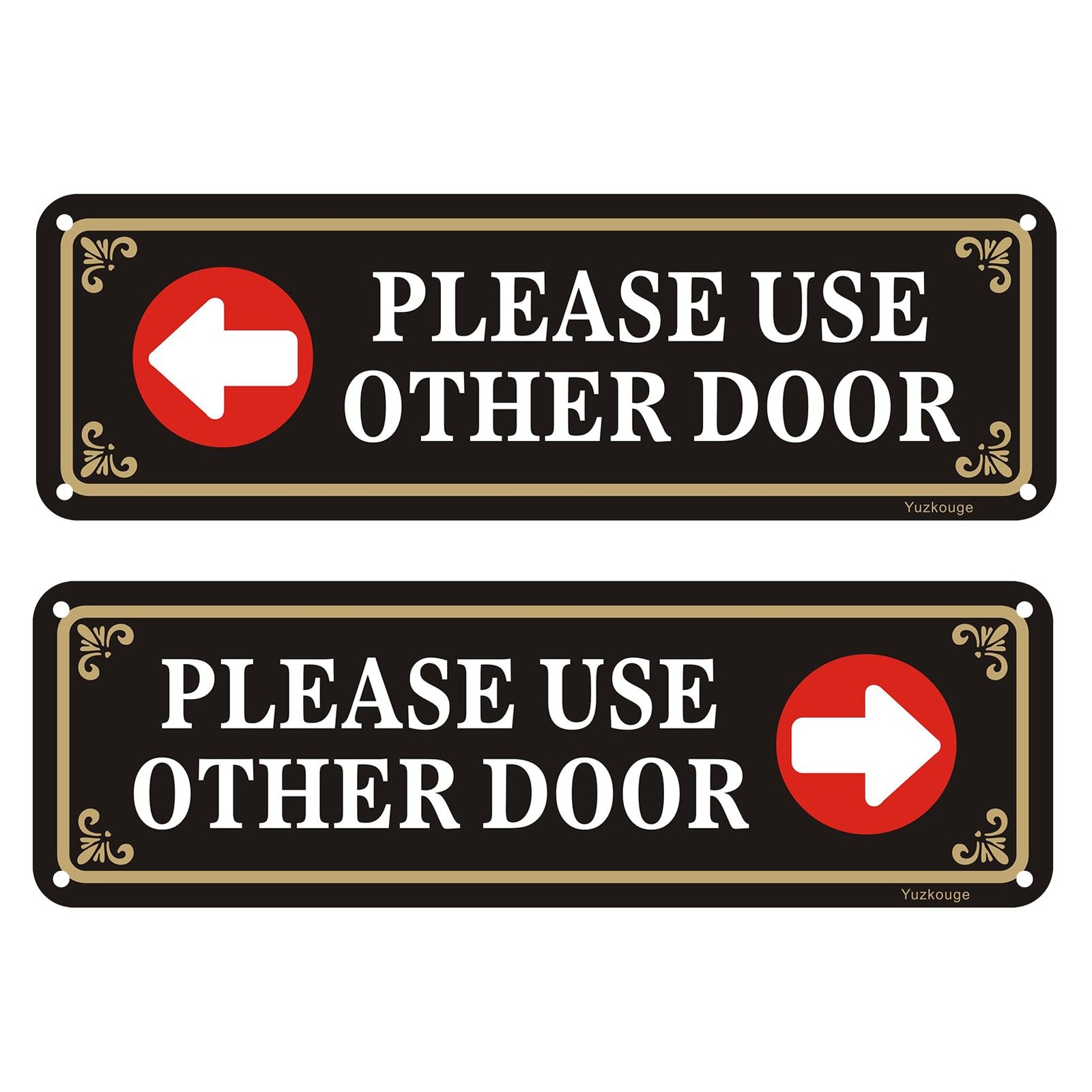 1 Set Please Use Other Door Sign Aluminum Adhesive Tape 10×3 Inches Black