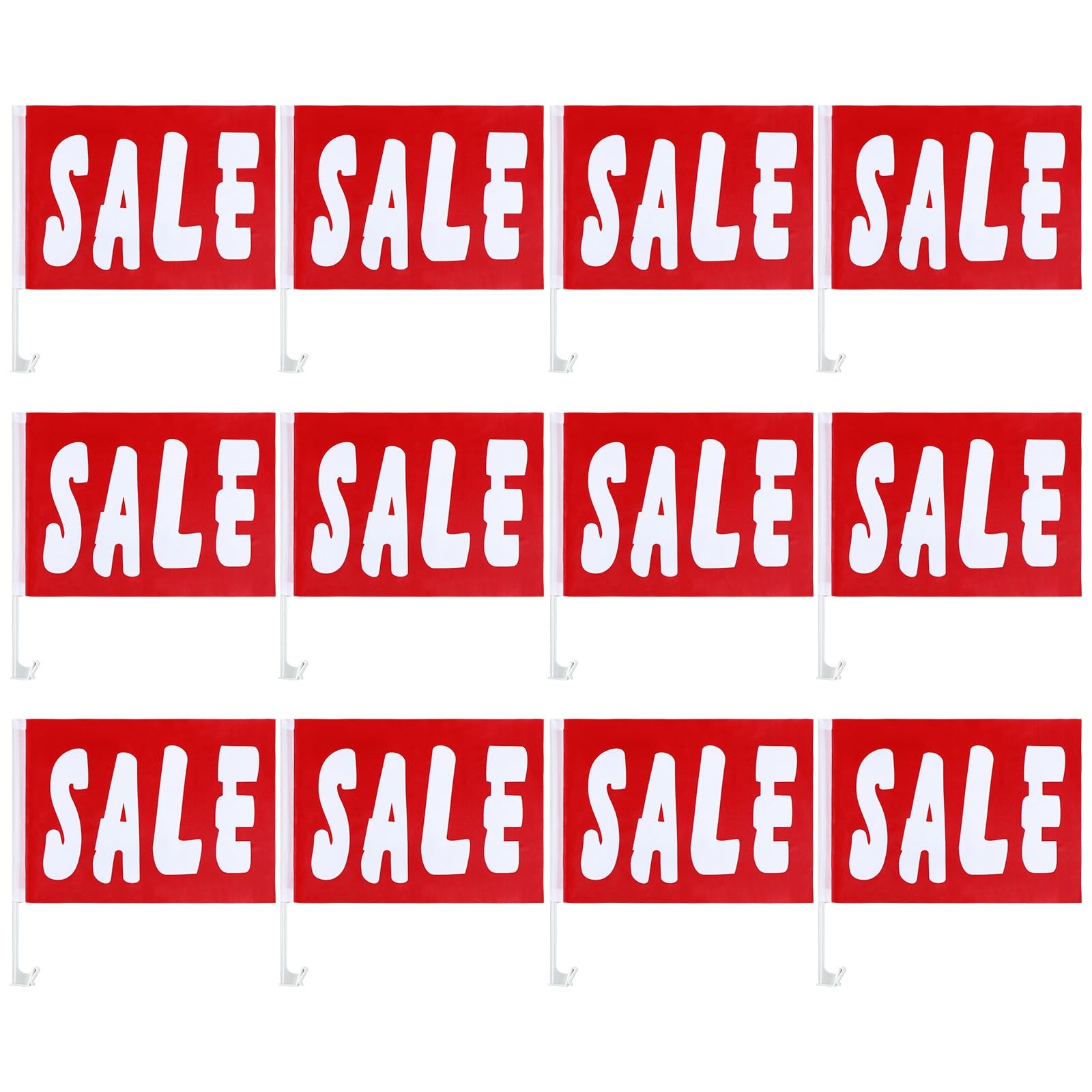 12 Pcs Window Clip on Flag 12 x 16 Inch Red Advertising Sign Single Sided Car…