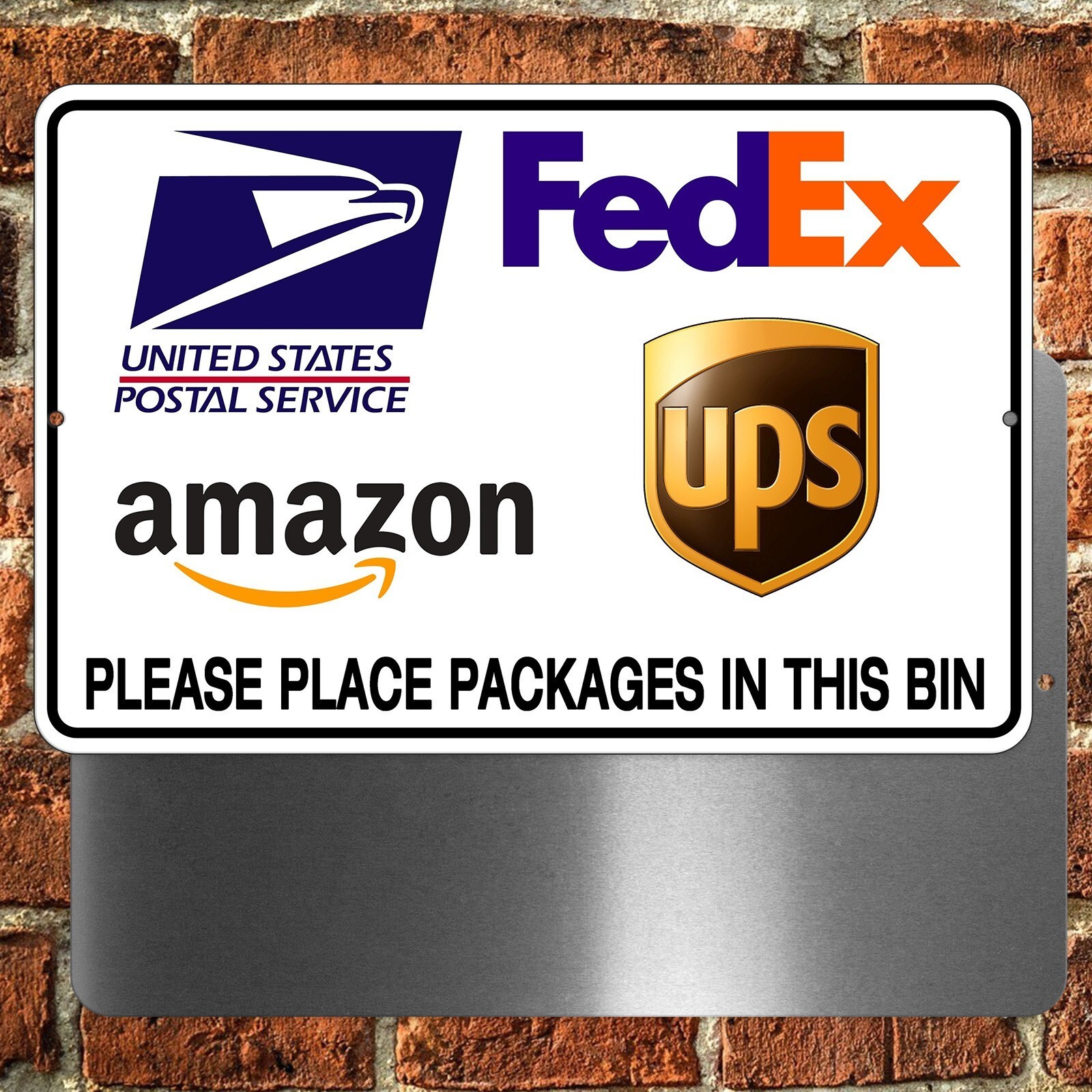 Delivery Instructions Please Place Packages In Bin Sign METAL usps MS037