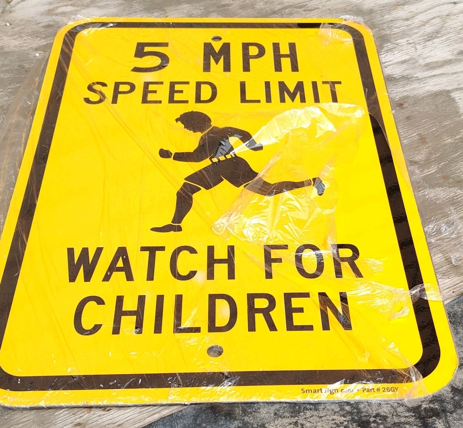 SmartSign 5 MPH Speed Limit Children Exterior Sign 26GY Yellow w/ Hardware