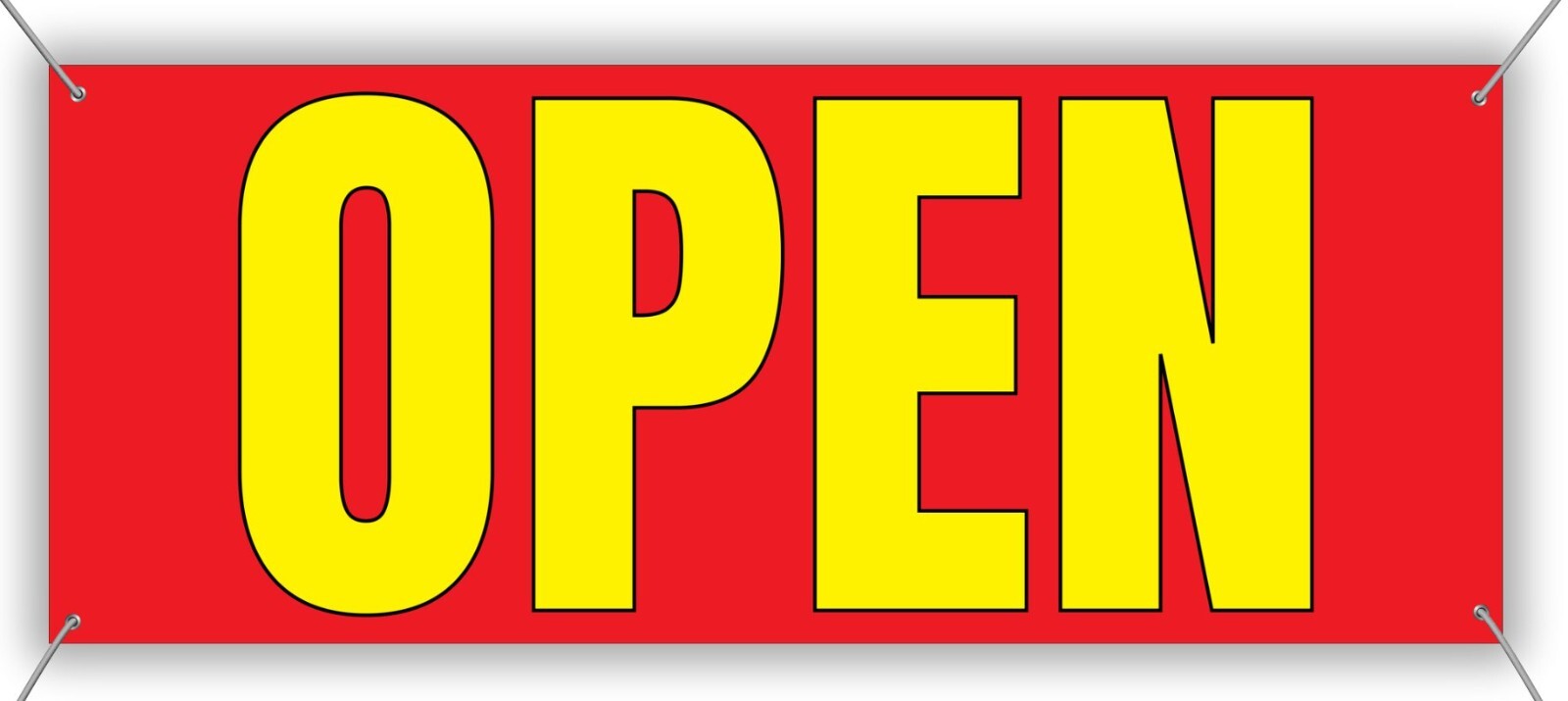 Open Banner 48×20 Inches Durable Material Easy Installation Bright Red