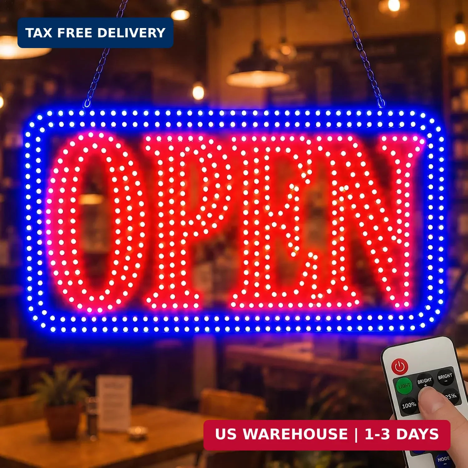 LED Open Signs for Business, High-Brightness Open Sign with Remote Control, 16.5