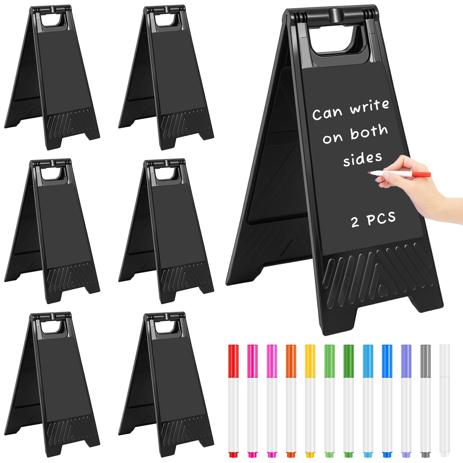 6 Pack a Frame Sandwich Board Sign with Dry Erase Surface, 24 x 12 Inch Doubl…