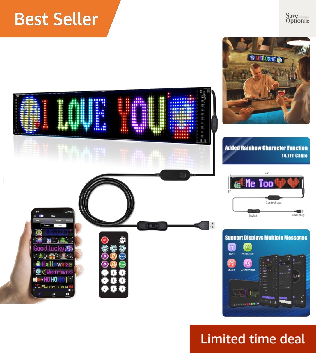 Programmable LED Signs,Flexible Scrolling LED Display,Bluetooth APP Control,E…