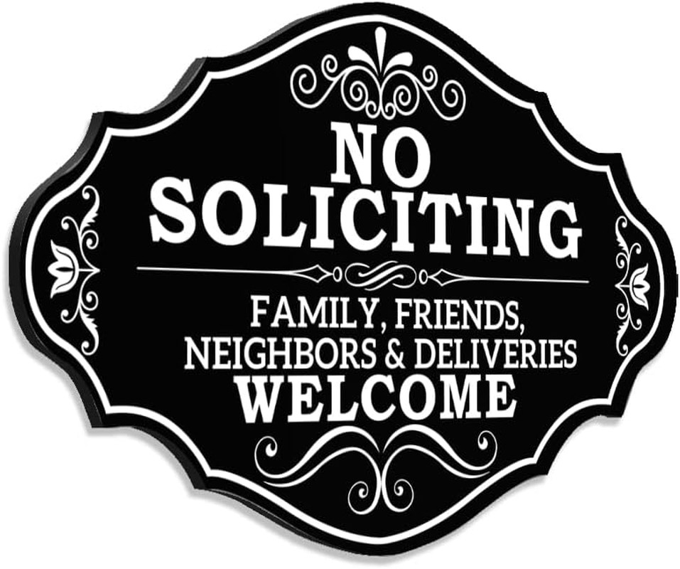No Soliciting Sign Thick Acrylic Self-Adhesive 8x5in – Friends Neighbors Welcome