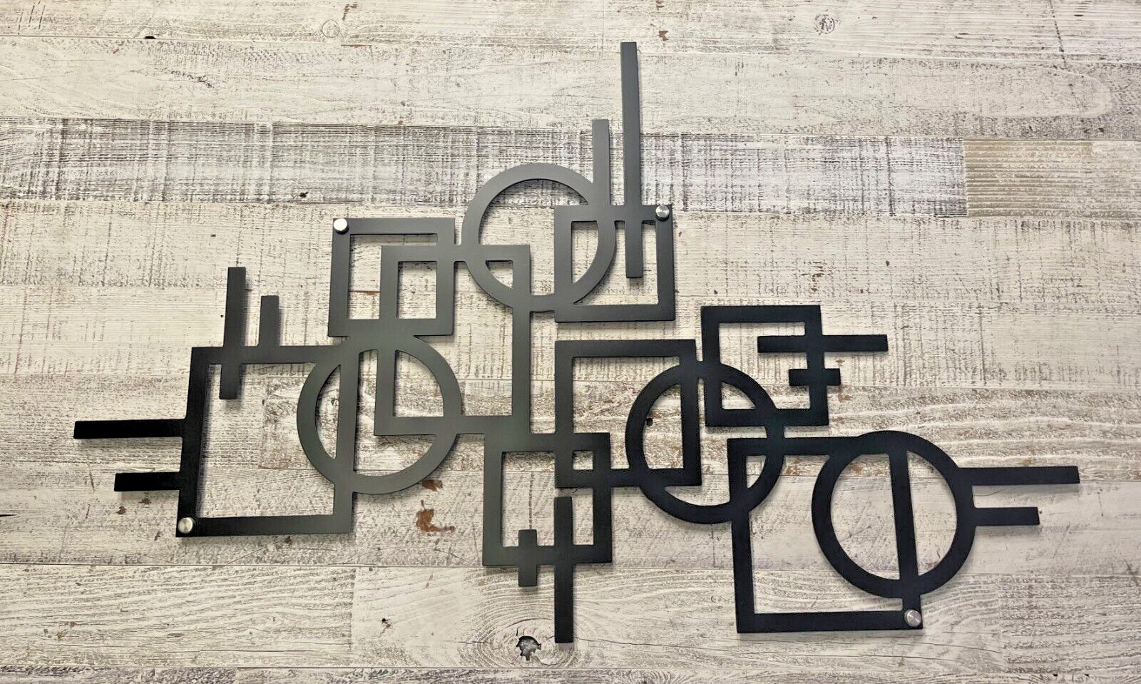 Modern Lines Metal Wall Art Decor Black Satin 32″ x 20″