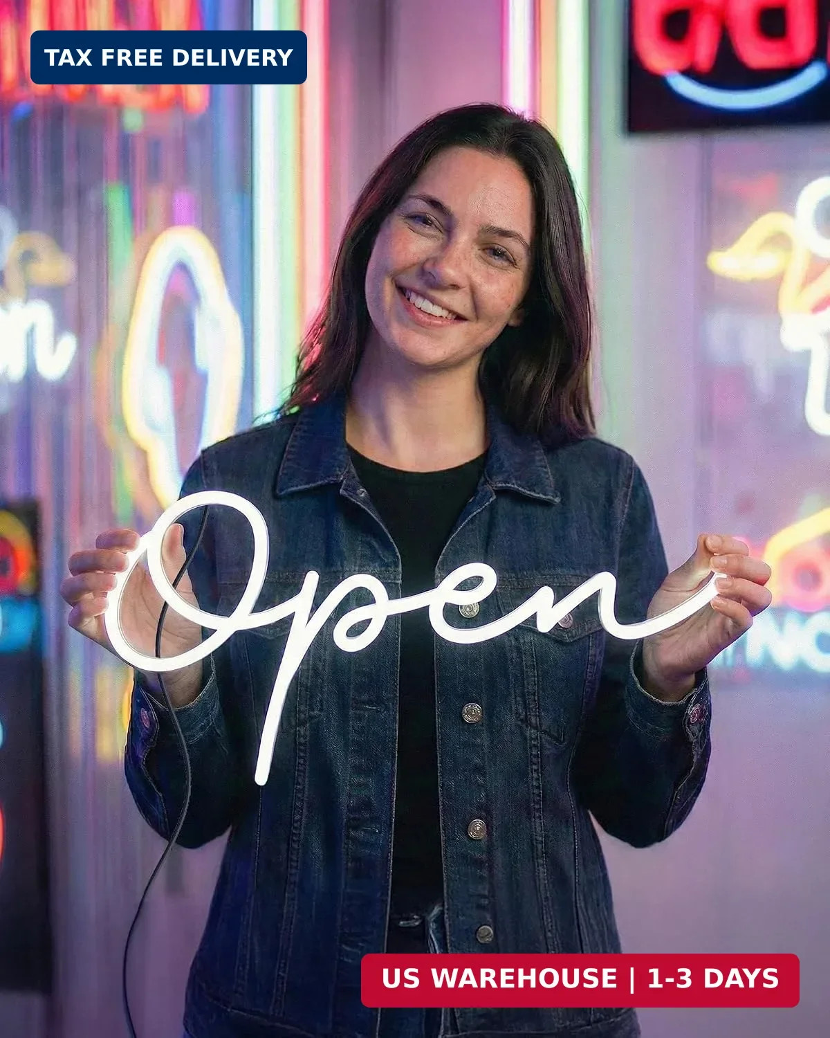HiNeon Large LED Neon Open Sign for Business 19x9in w/Remote Control, Bright Lig