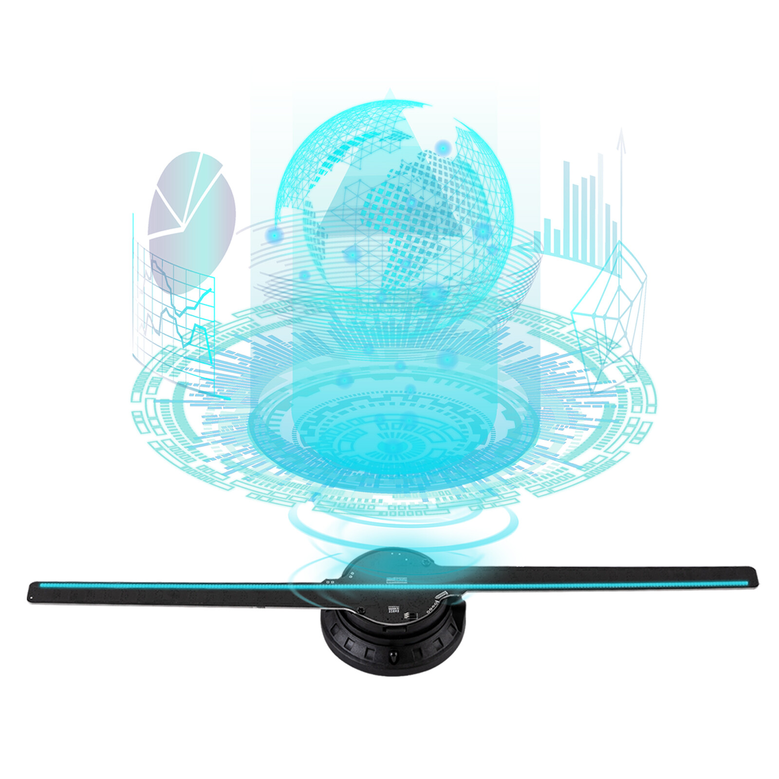 3D 1080P LED Holographic Fan Hologram Fan Projector Light RGB Sign Bar w/Control