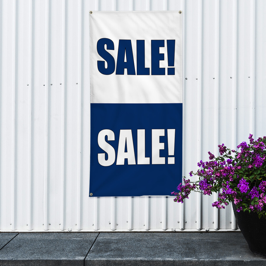 Vertical Vinyl Banner Multiple Sizes Deal! Deal! White Blue Business Outdoor
