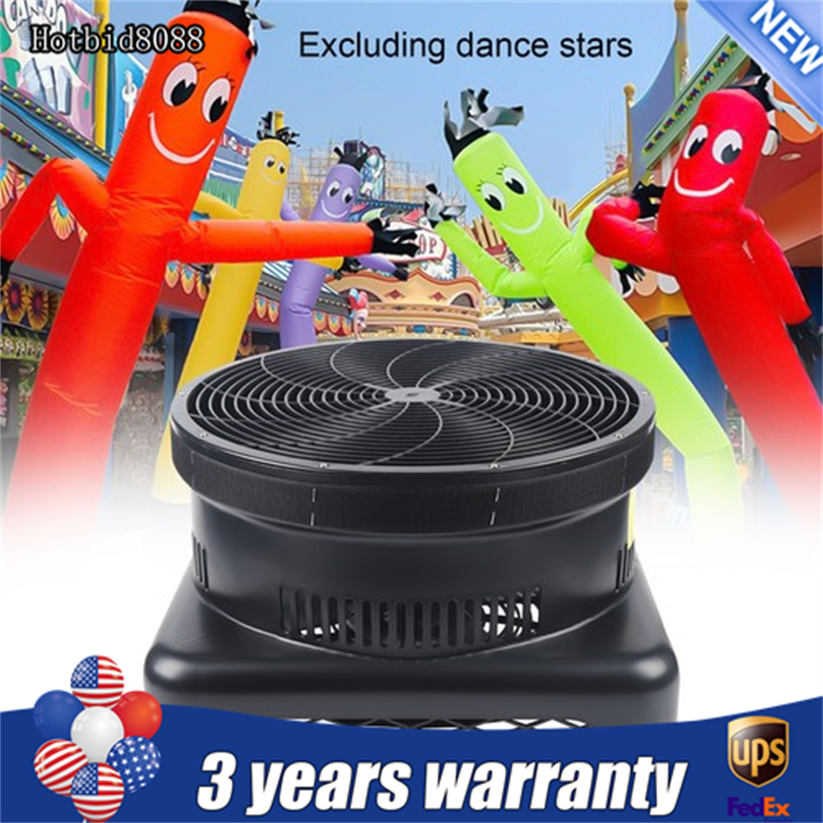 Air Blower Fan for Inflatable Wind Dancer Tube Man Fly Guy Sky Puppet Black 950W