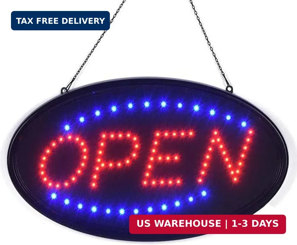 KEBE LED Open Sign, 19″x10″ Bright High Visibility Advertisement Board Electric