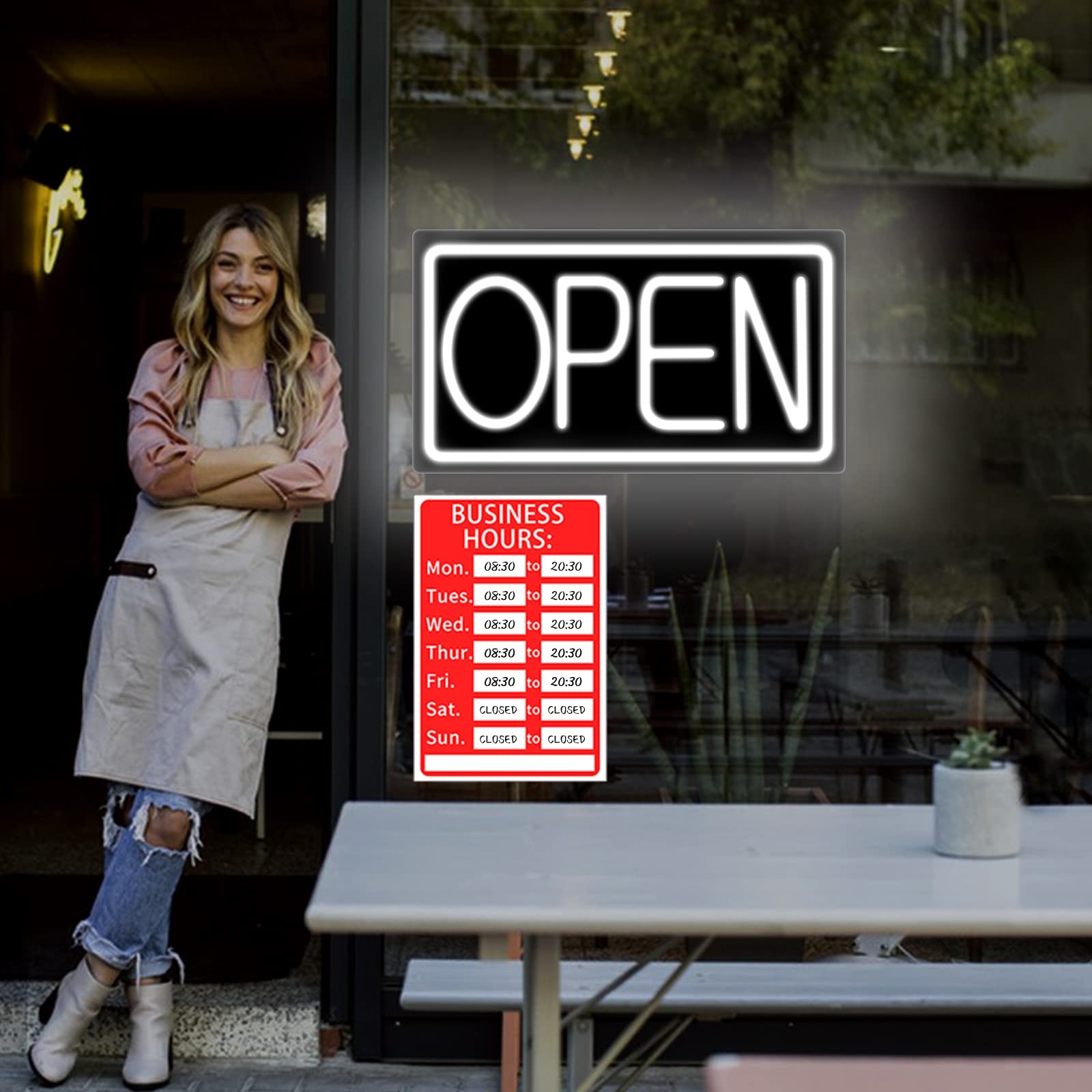 Open Signs for Business Ultra Bright LED Neon Open Signs 16 Inch Plug In Elec…