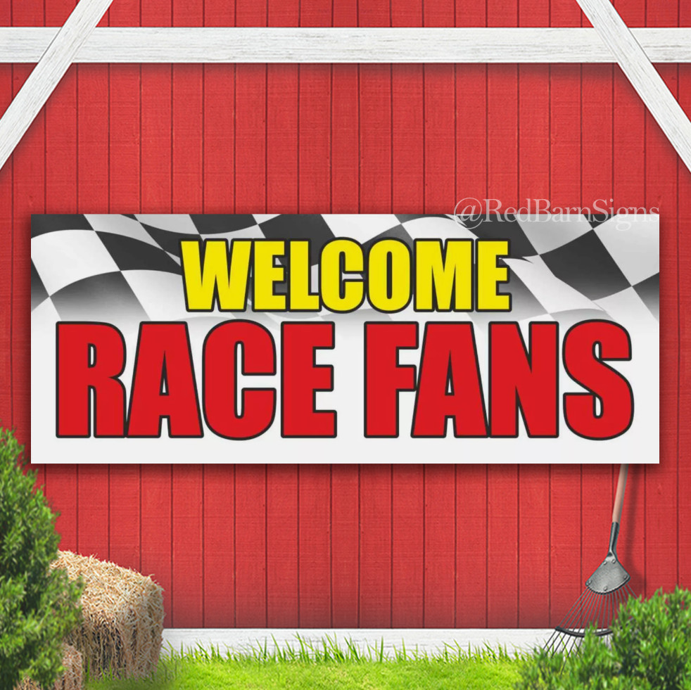 WELCOME RACE FANS Sport Gala Car Festival Bar Indoor Outdoor Banner Sign