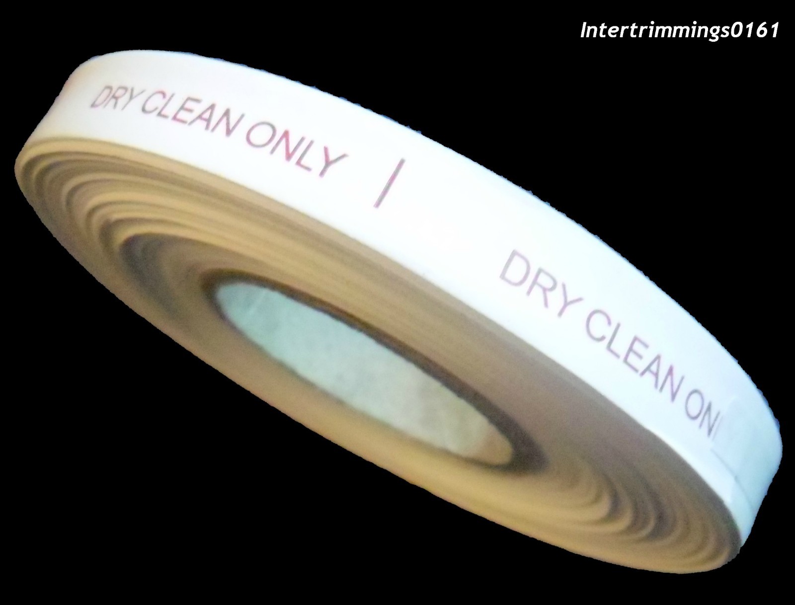 43MM BY 10MM, WHITE SEW ON ‘DRY CLEAN ONLY’ LABELS