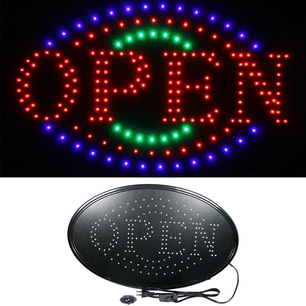 LED Neon Light Animated Motion OPEN Business Sign (19″x10″)
