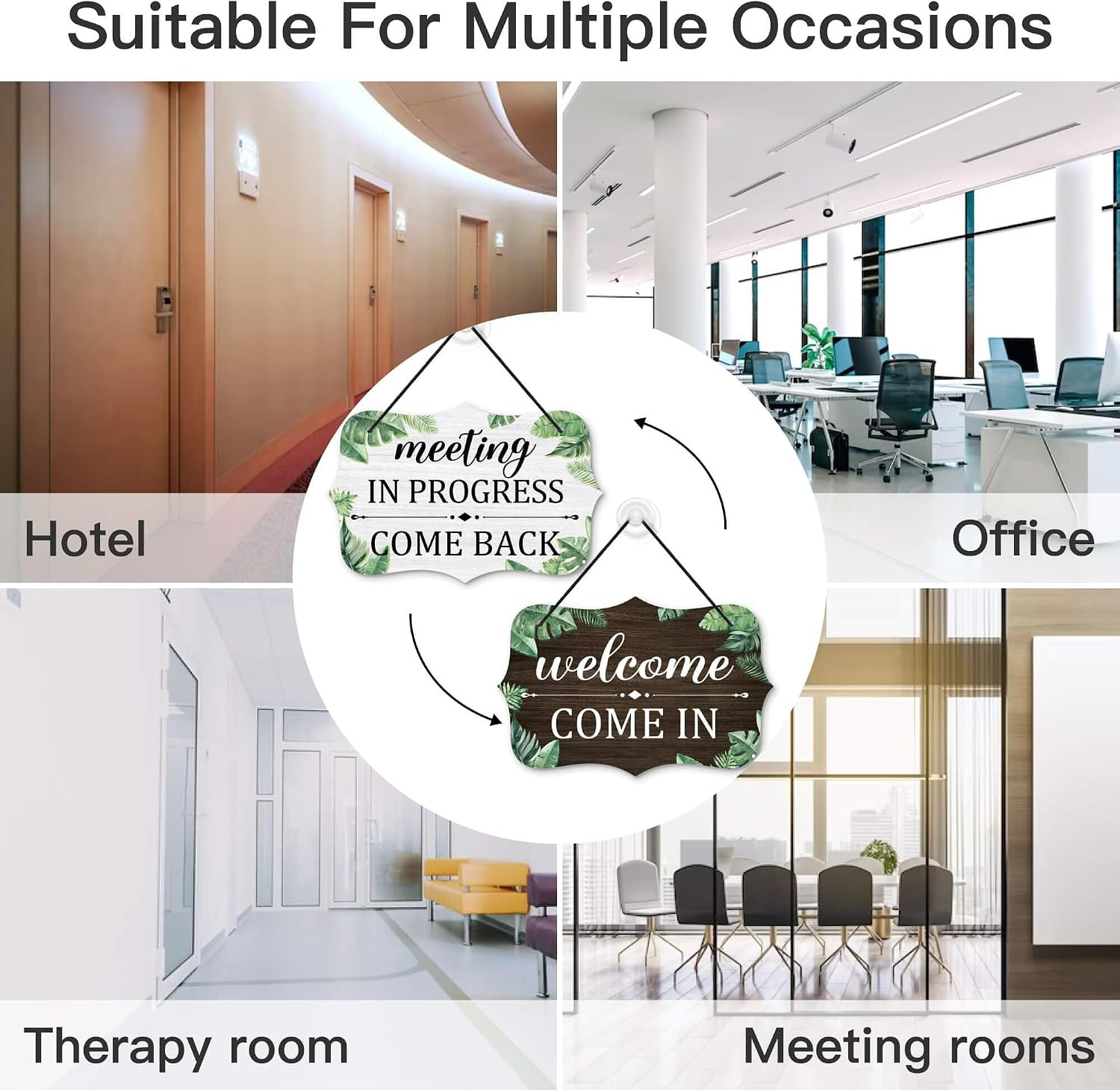 Meeting in Progress Please Come Back, Double Sided PVC Meeting Room Sign for Off