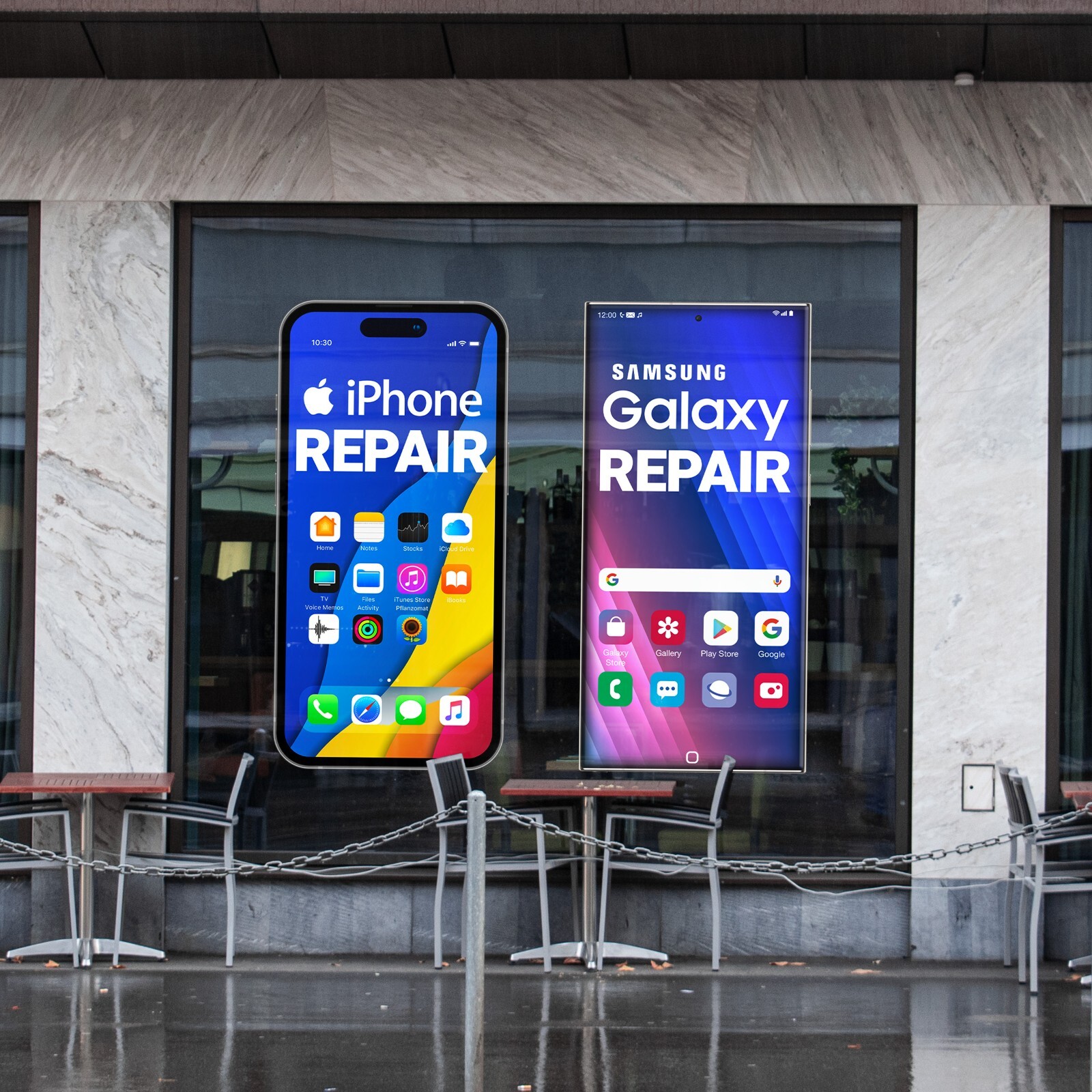Die-cut Sticker Window Decal Peel & Stick Smartphone iPhone Samsung Repair