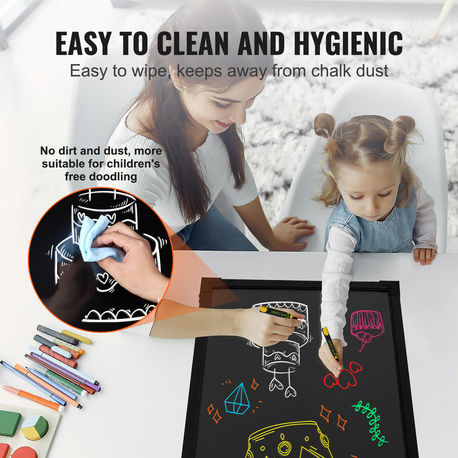 VEVOR LED Message Writing Board 24″x16″ Illuminated Erasable Lighted Chalkboard