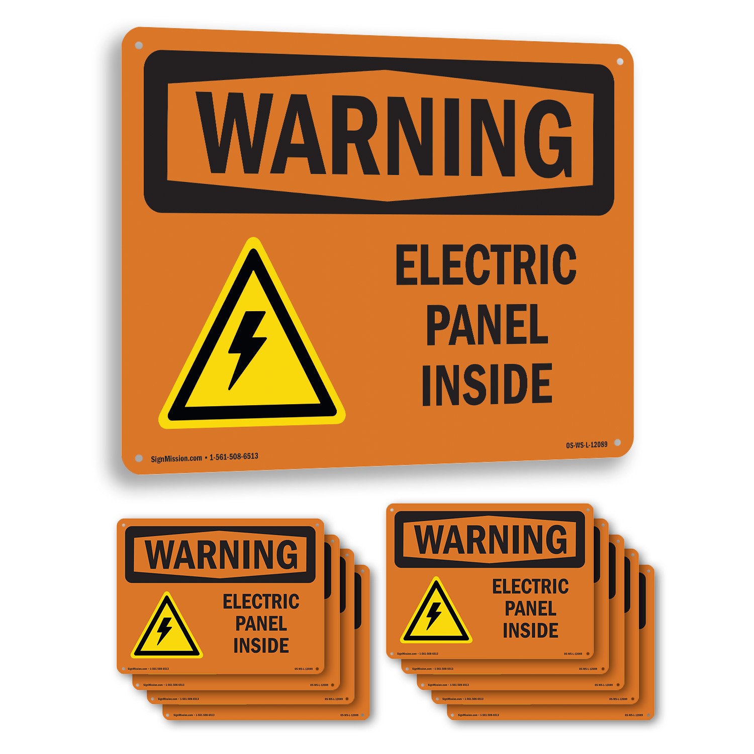 Electric Panel Inside With Symbol OSHA WARNING Sign Metal, Decal – 5 or 10 Pack