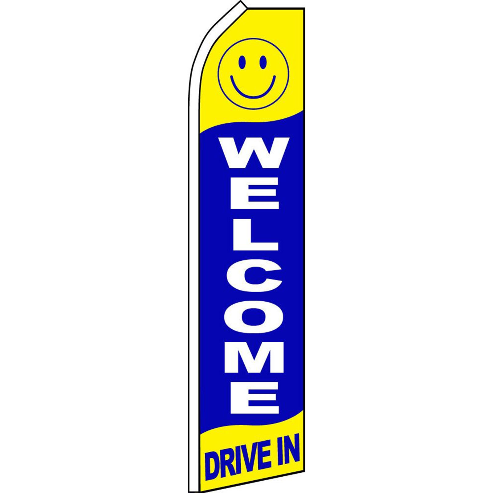 Welcome Drive In 2 1/2 ft X 11 1/2 ft Polyester Swooper Flag