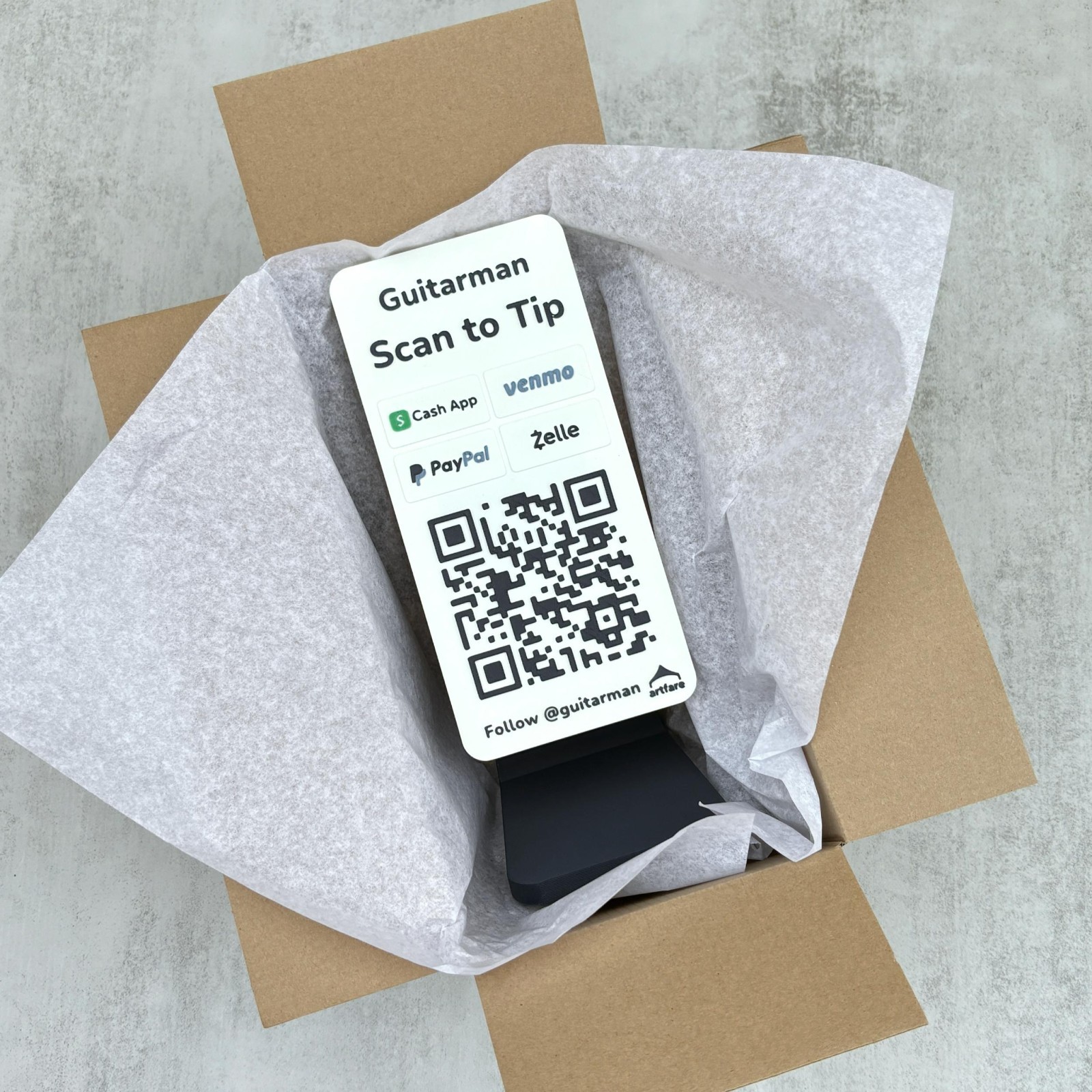 QR Code Payment Sign with Business Card Dispenser – Artfare Slim