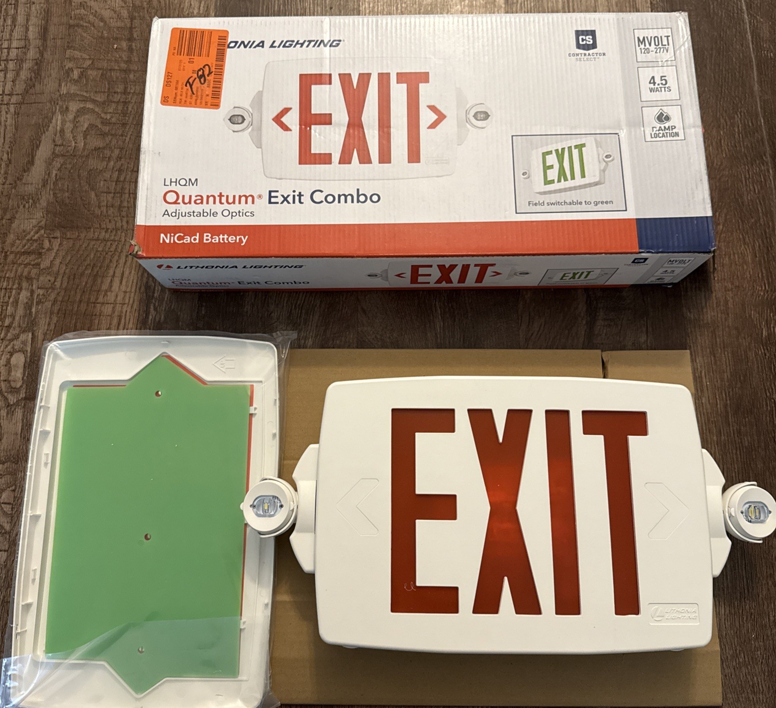 Contractor Select Integrated LED White and Red/Green Exit Emergency Combo