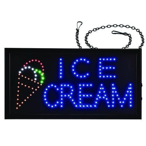 Alpine Industries LED Rectangular Ice Cream Sign, 19 x 10, Black Frame