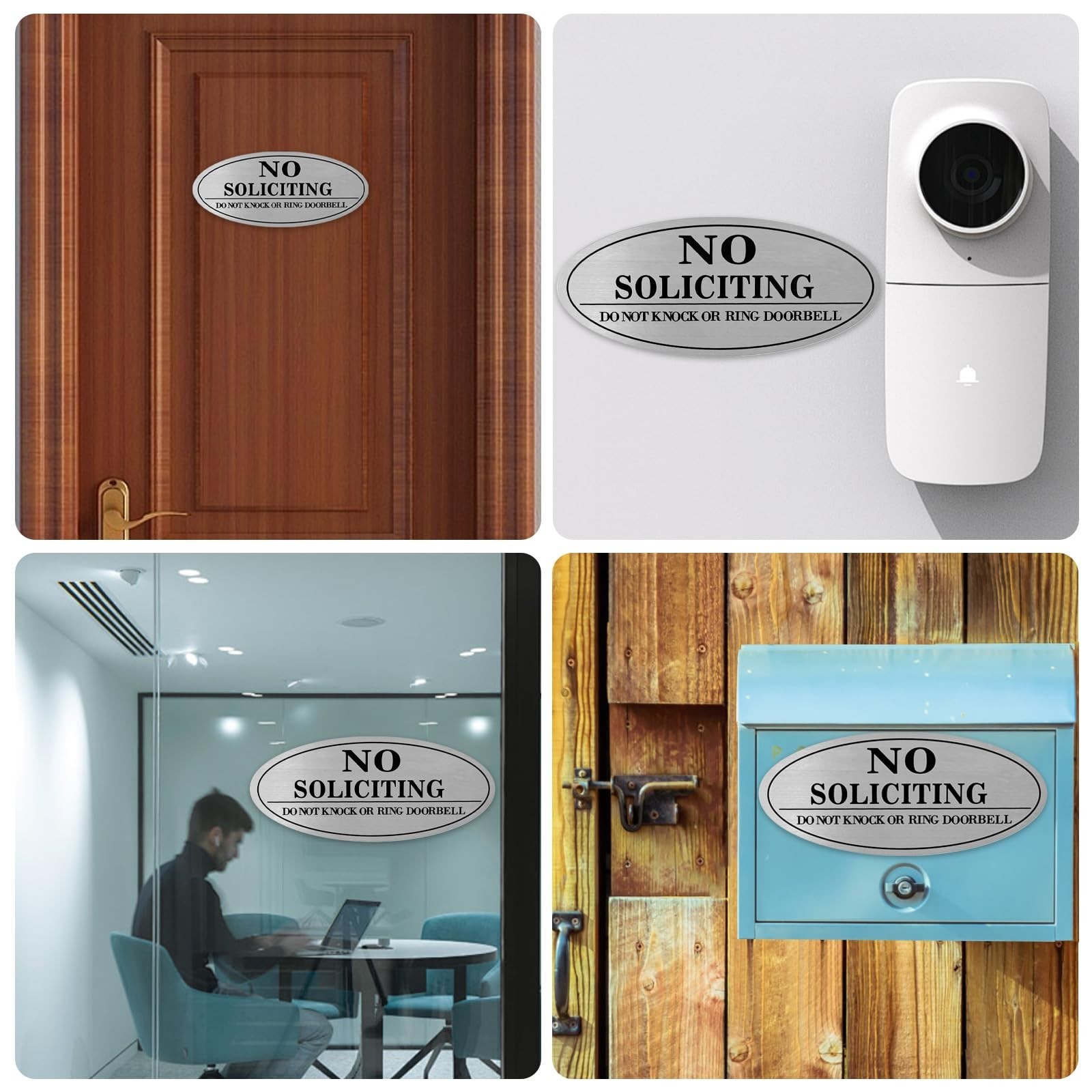 2 Pack No Soliciting Sign for House, Self-Adhesive Metal No Soliciting Signs …