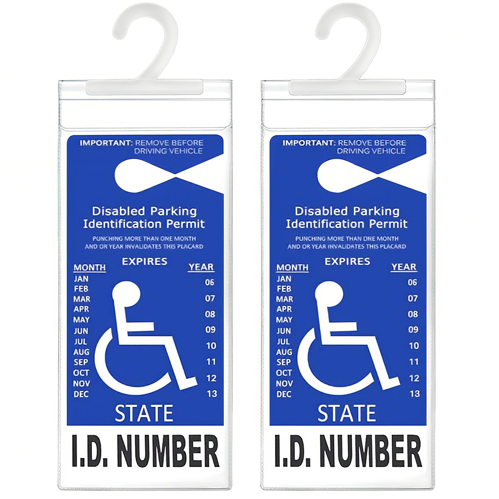 LotFancy Handicap Placard Holder, Ultra Transparent Disabled Pack of 2, clear