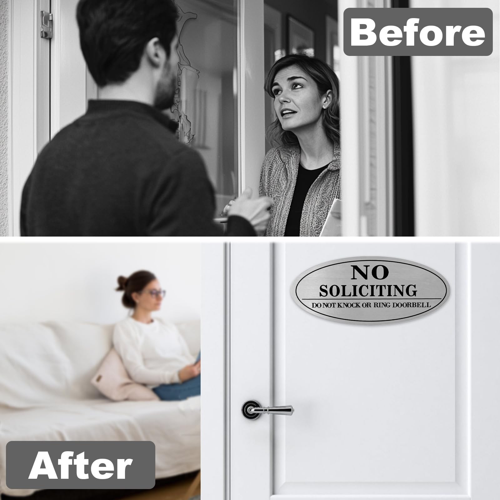 2 Pack No Soliciting Sign for House, Self-Adhesive Metal No Soliciting Signs …